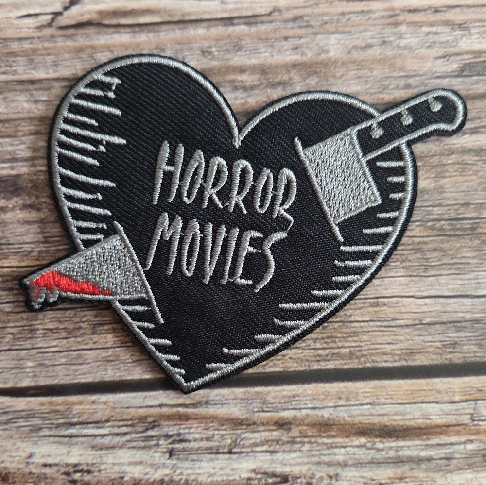 Horror Movies Black Goth Heart True Crime Gothic Iron on Patch